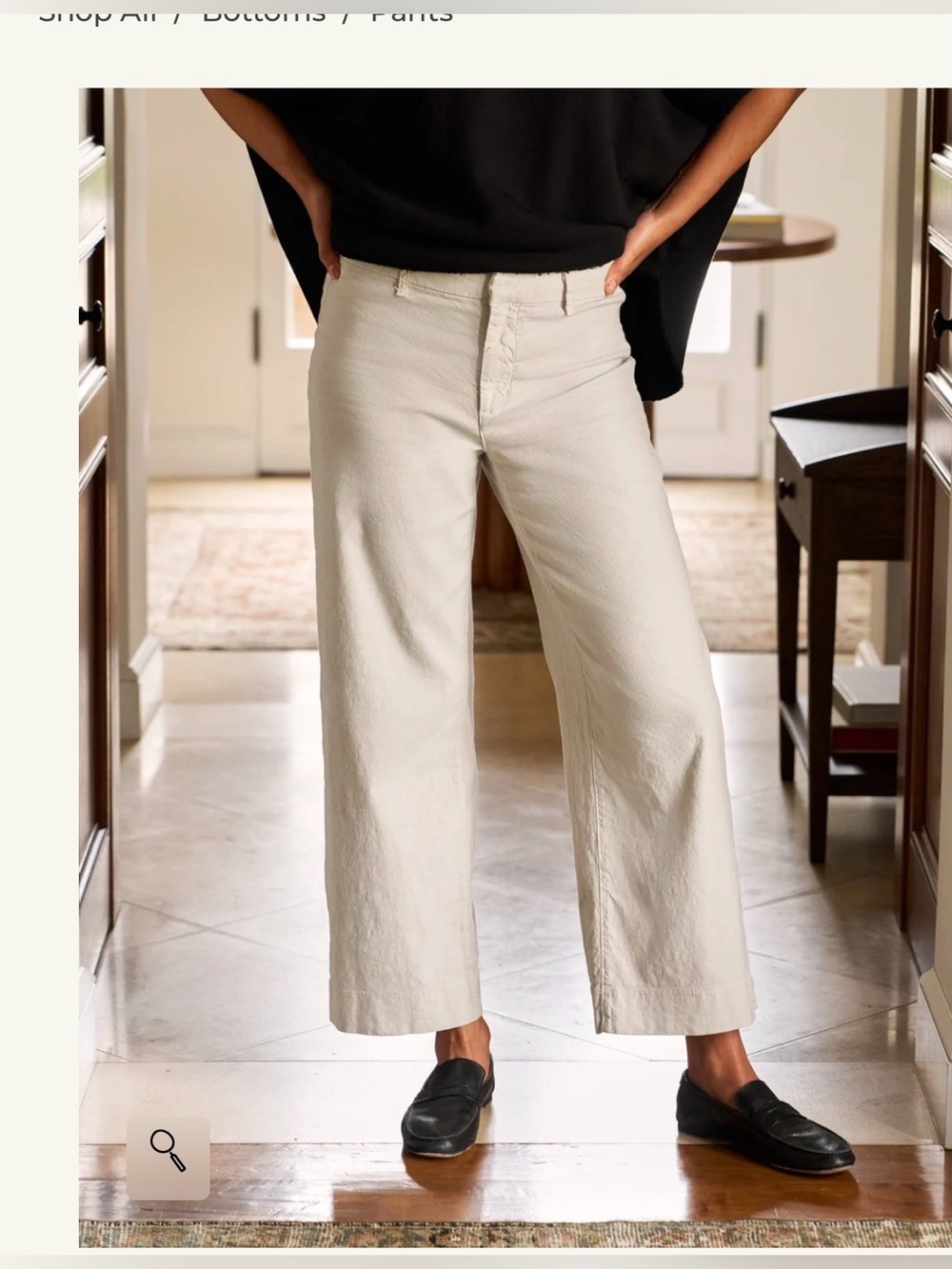 Frank & Eileen Wexford Wide Leg Linen Pant in Cement , size 6
